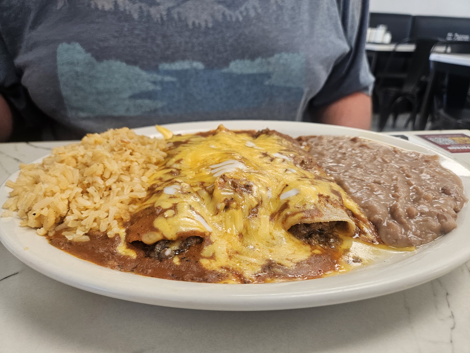Cheese enchiladas plate at Mi Patron